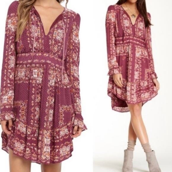 Free People Bridgette Small Long Sleeve Boho Dress - Picture 1 of 11